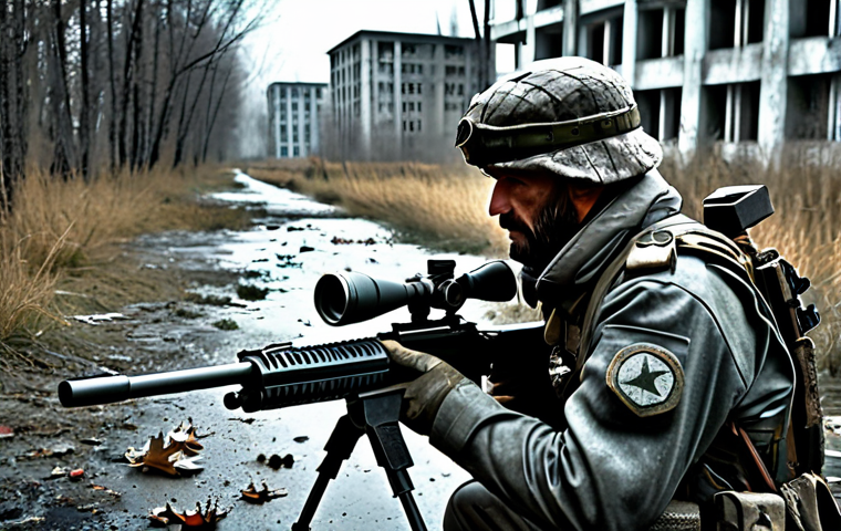 최고의 FPS 게임 명장면 모음 - Image Prompt 1: The Silent Stalkers of Pripyat - Call of Duty: Modern Warfare**