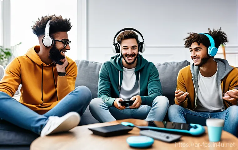크로스플랫폼 지원 FPS 게임 목록 - **Prompt 1: Cross-Platform Gaming Fun** "A diverse group of five young adults (ages 18-25) gathe...