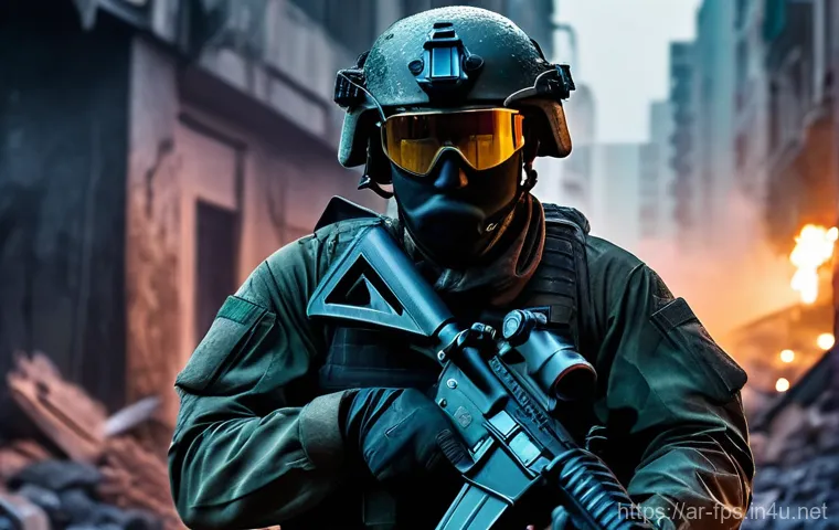 FPS 유저 리뷰 최고 점수 받은 게임들 - **Prompt:** An intense, cinematic shot of a special forces soldier in full tactical gear, wearing a ...