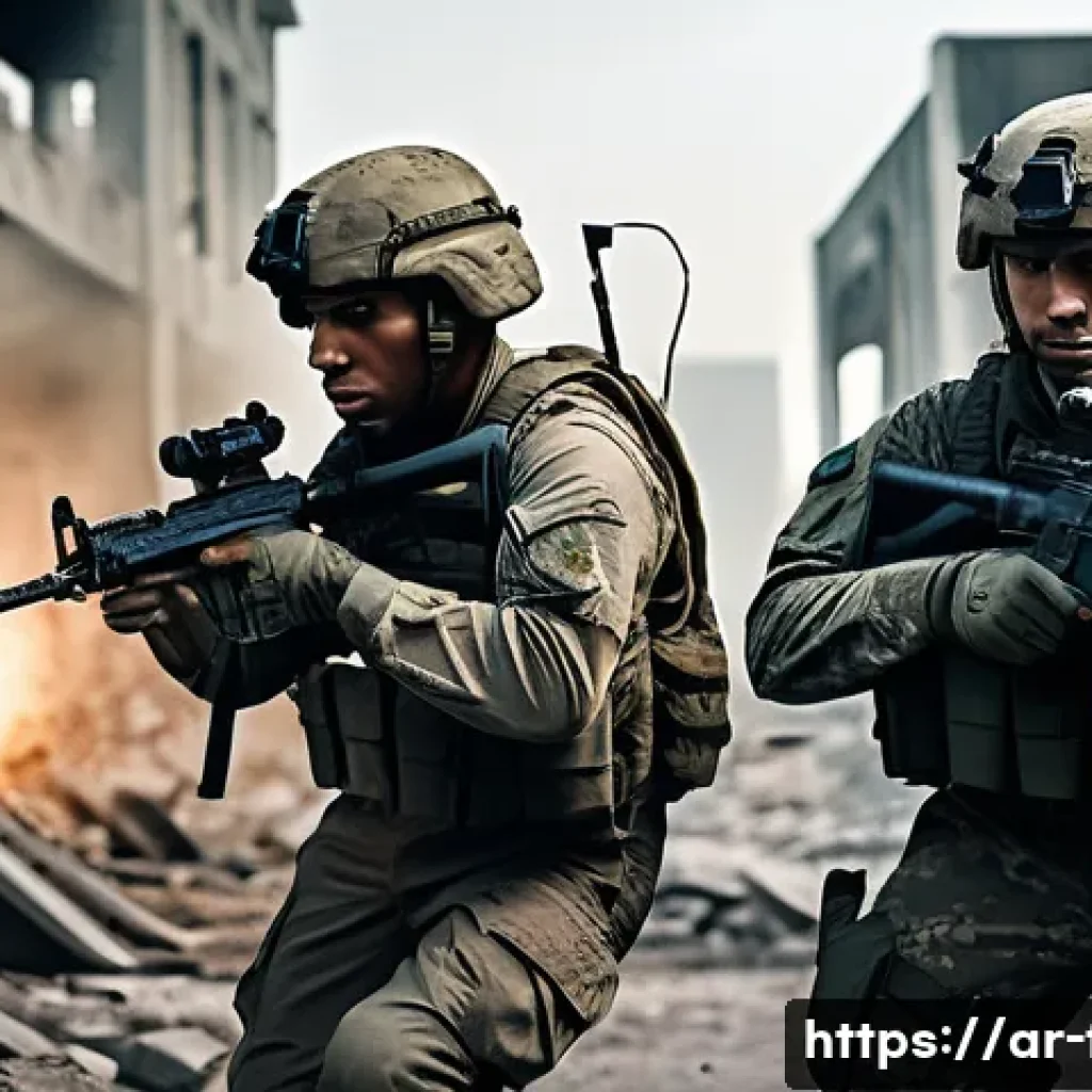 FPS 게임의 리얼리즘과 엔터테인먼트 간 균형 - **Prompt 1: "Realistic Urban Combat Scenario"** A highly detailed, realistic image depicting a s...