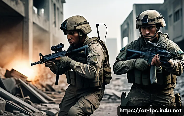 FPS 게임의 리얼리즘과 엔터테인먼트 간 균형 - **Prompt 1: "Realistic Urban Combat Scenario"** A highly detailed, realistic image depicting a s...