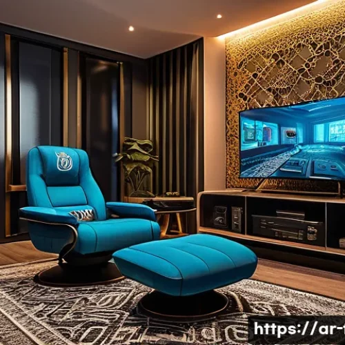 PC와 콘솔 FPS의 차이점 - A detailed scene of a modern gaming setup in a cozy living room tailored for an Arabic gamer: a high...